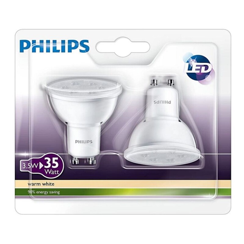 PHILIPS LED žiarovka 3,5W (35W) GU10 220-240V 36° 2700K 250lm 2bal.-blister 8718291789970 