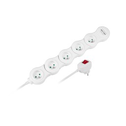 Predlžovací kábel 5zás. - 1,5m 2xUSB 2,1A s vypínačom , ohybná URZ3258