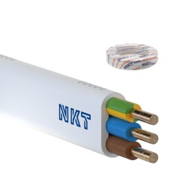Kábel plochý YDYp(żo)-J 3x2,5 (CYKYLo , CYYp) 450/750V biely 