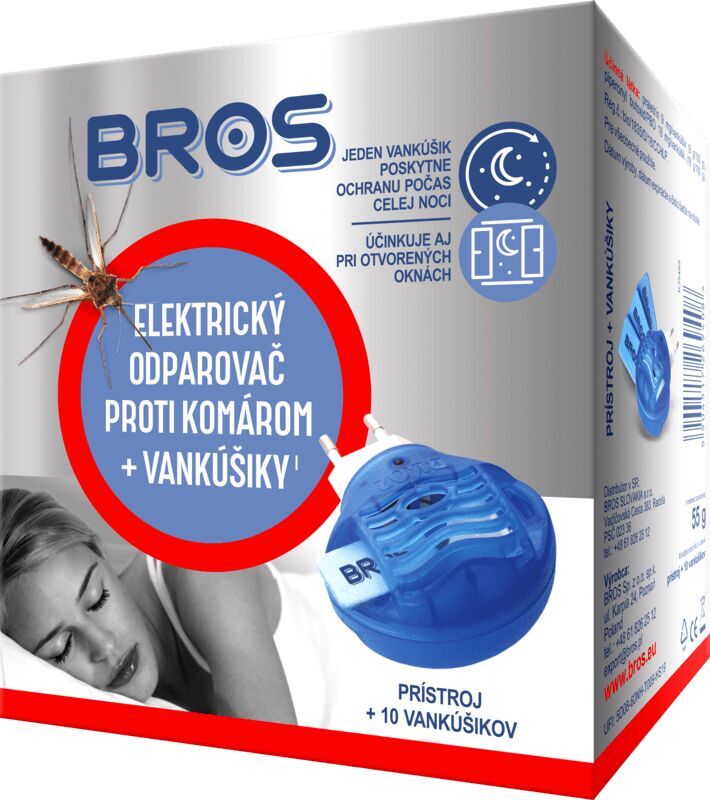 Bros Elektrický odparovač proti komarom + vankúšiky 10kusov
