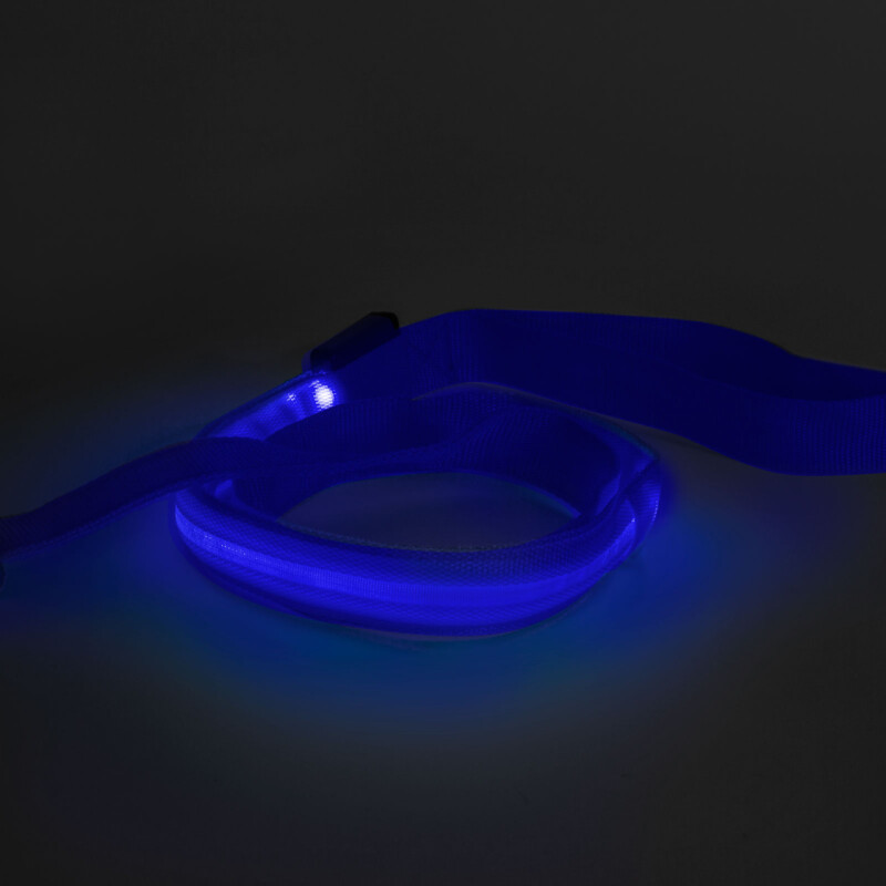 Svietiace LED vodítko 2,5 x 120cm s akumulátorom ,modré (60026D)