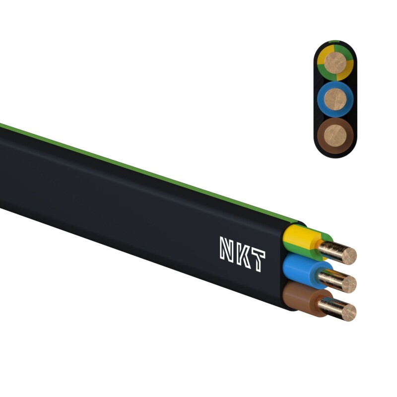 Kábel plochý CYKYLo-J 3x2,5 (CYYpl , YDYp) 450/750V čierny 