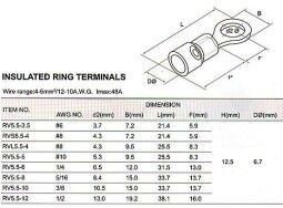 Izolované káblové oko 4,0-6,0mm² M8 lisovacie /RV 5,5-8/ (L885)