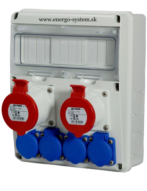 Zásuvková rozvodnica 633.312222 - 1x 32A 5 pól, 1x16A 5 pól, 4x230V ENERBOX