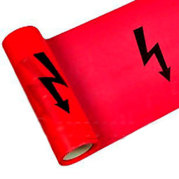 Výstražná fólia 0,08 x 300mm x 100m červená s bleskom