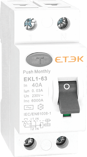 Prúdový chránič ETEK EKL1-63-1N2530 - 120002 - 25A 1P+N AC 0,03A 