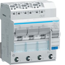 Prúdový chránič s nadprúdovou ochranou HAGER ADZ310D 3x1P+N 10A, char. B,  0,03A, typ A, 6 kA