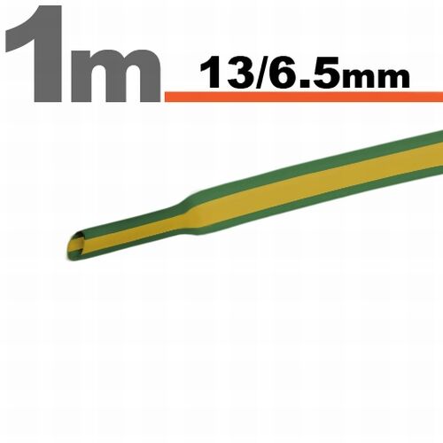 Zmršťovacia hadica 11024X 13/6,5mm 1m zelená/žltá bužírka