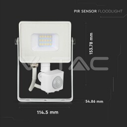 V-TAC LED Reflektor so senzorom 10W SAMSUNG chip 800lm 6400K biely (435) VT-10-S