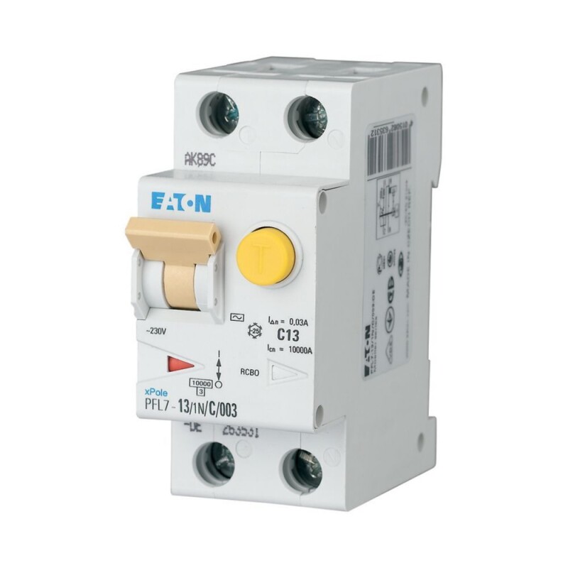 Prúdový chránič s nadprúdovou ochranou Eaton 263532 PFL7-13/1N/C/003-A-DE (10kA)