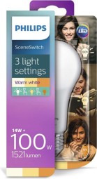 Philips LED žiarovka Scene Switch A67 14W-7W-3,5W E27 220-240V FR 2700K-2500K-2200K