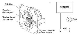 Snímač pohybu (PIR) ST02A do krabice KU68 2vodič (bez "N") T359