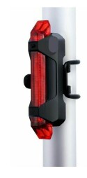 Svietidlo na bicykel , nabíjacie , blikačka , červená 5xLED, 15lm, USB (T630I)