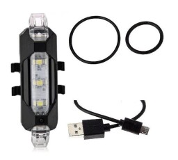 Svietidlo na bicykel , nabíjacie , blikačka , červená 5xLED, 15lm, USB (T630I)
