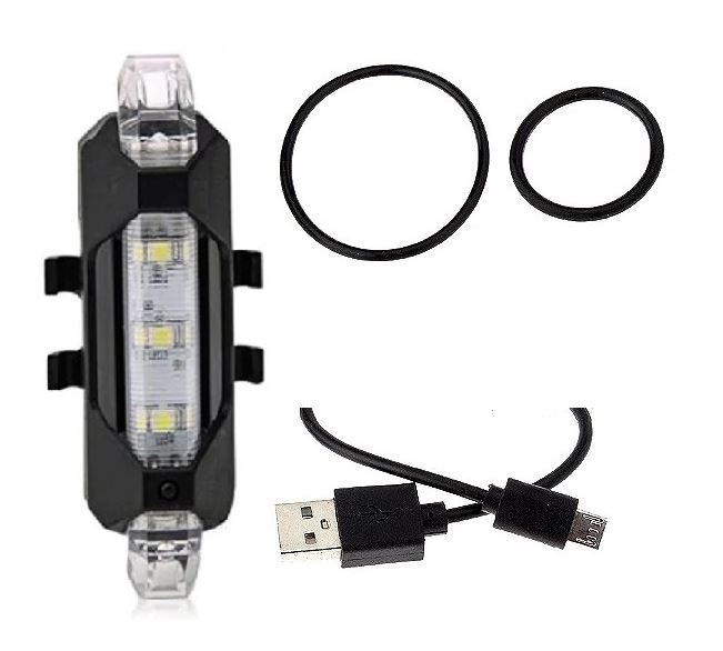 Svietidlo na bicykel , nabíjacie , blikačka , červená 5xLED, 15lm, USB (T630I)