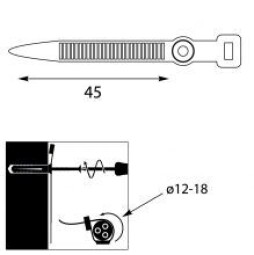 Príchytka pásková pre kábel alebo trubku (ø 18mm) UP-Z 18 UV / 12.19 45mm 50ks/balenie čierna