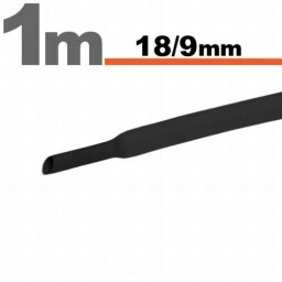 Zmršťovacia hadica 18/9mm 1m čierna bužírka (11026F)