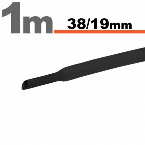 Zmršťovacia hadica 38/19mm 1m čierna bužírka (11029F)