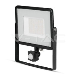 V-TAC LED Reflektor so senzorom 50W SAMSUNG chip 4000lm 4000K čierny (470) VT-50-S
