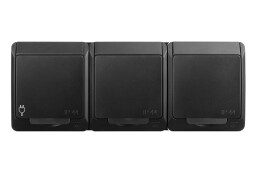 Hermes 0323-09 3-zásuvka 2P+PE IP44 povrchová, čierna