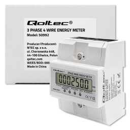 Digitálny elektromer Qoltec 50992 DIN 3-fázový 100A/400V 50Hz