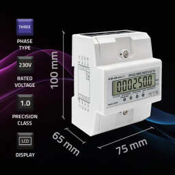 Digitálny elektromer Qoltec 50992 DIN 3-fázový 100A/400V 50Hz