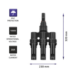 Rozbočenie MC4(3x) Qoltec 52600 T4 samec/samica - 2ks/balenie