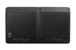 Hermes 0322-09 2-zásuvka 2P+PE IP44 povrchová, čierna
