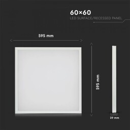 V-TAC LED panel 25W 600x600mm 4000lm 2v1 (zapustený/prisadený) 4000K vr.zdroja EVOLUTION 6PCS/PACK (6601) VT-6125