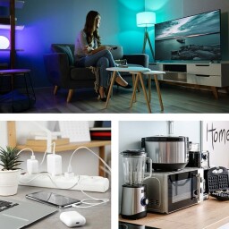 Predlžovací kábel 8zás. - 3m s prepäťovou ochranou , čierna , Qoltec 50114