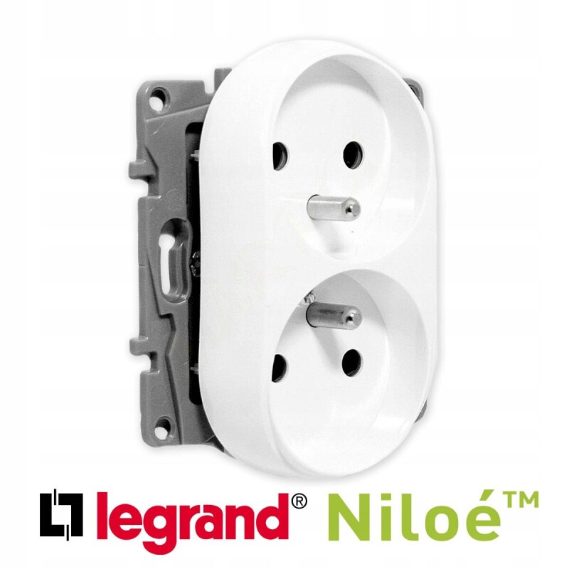 Niloé 764562 2-zásuvka 16A/250V ,bez cloniek ,  PL , biela (do rámčeka)