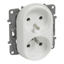 Niloé 764562 2-zásuvka 16A/250V ,bez cloniek ,  PL , biela (do rámčeka)