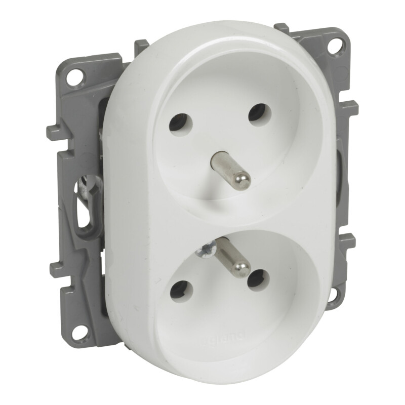 Niloé 764562 2-zásuvka 16A/250V ,bez cloniek ,  PL , biela (do rámčeka)