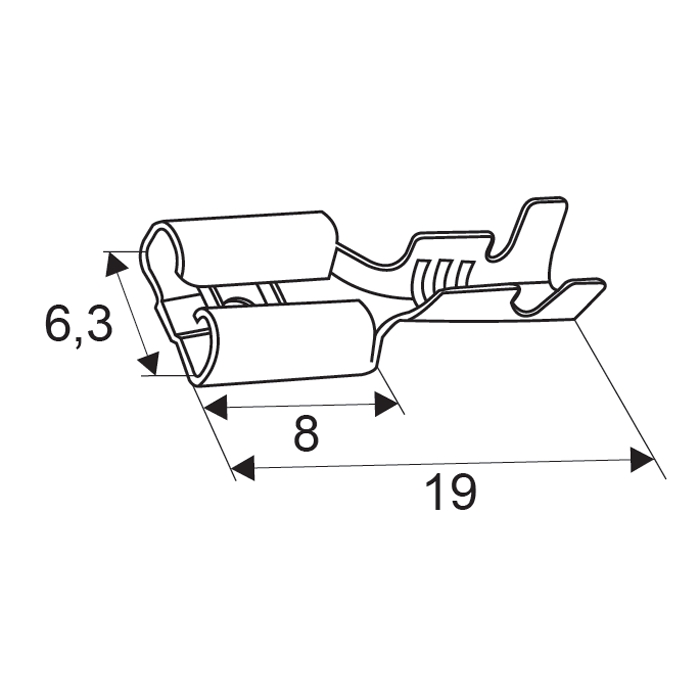 Neizolovaný faston - samica 6,3mm (1,5-2,5mm²) 1ks(m.j.)  (05314)