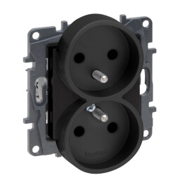 Niloé step 863532 zásuvka 2x 2P+PE čierna , PL , do rámčeka
