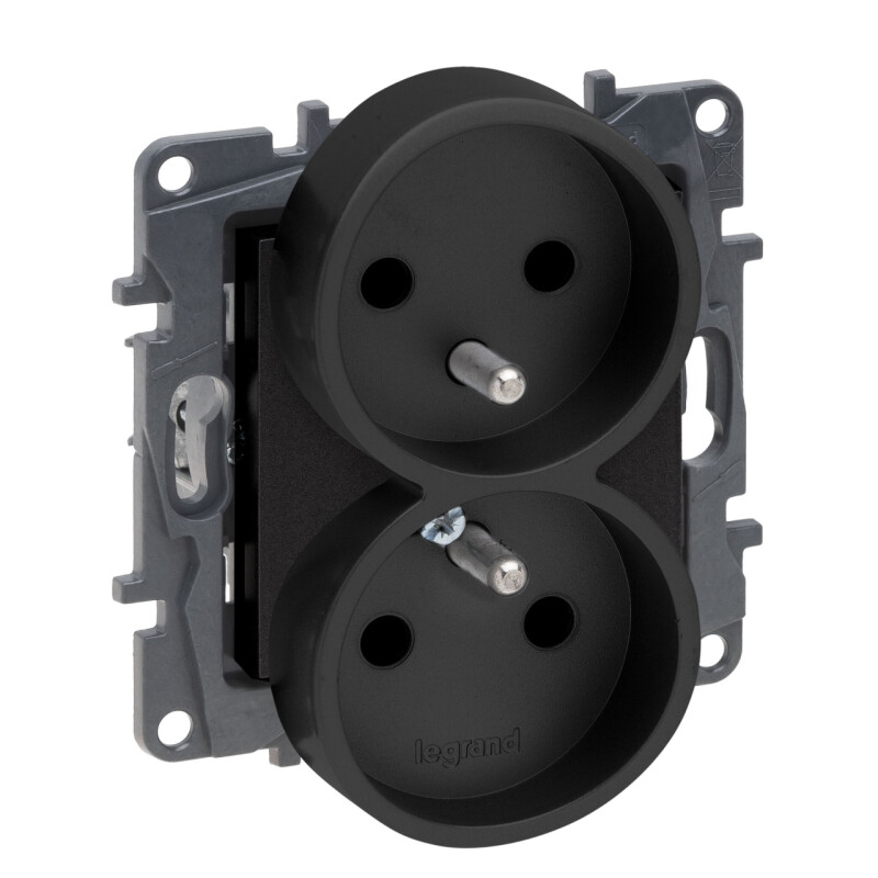 Niloé step 863532 zásuvka 2x 2P+PE čierna , PL , do rámčeka