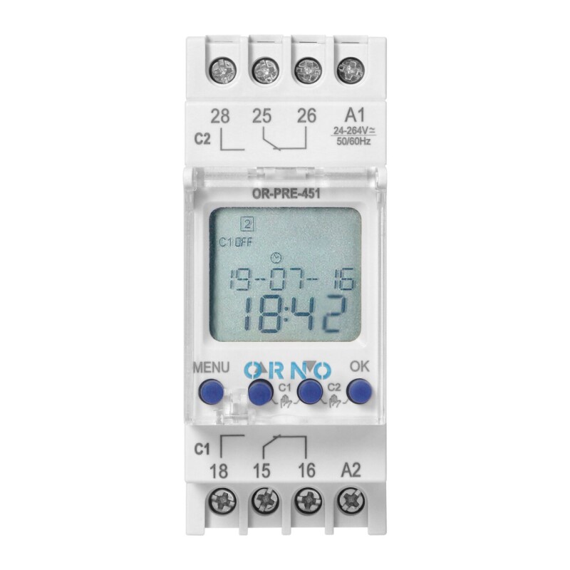Astronomické spínacie hodiny OR-PRE-451 100-programov 2DIN