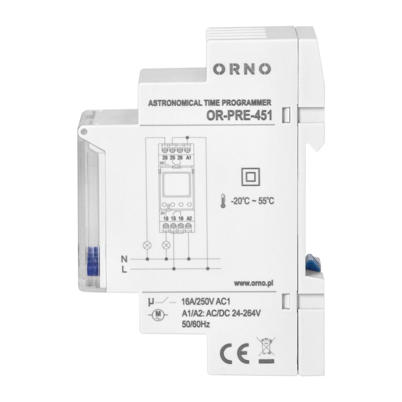 Astronomické spínacie hodiny OR-PRE-451 100-programov 2DIN