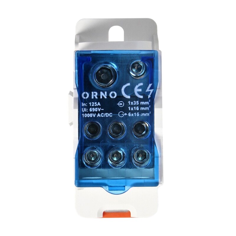 Rozbočovacia svorkovnica OR-LZ-8207/125 blok 1P 125A (vstup 1x16mm² a 1x35mm²  / výstup 6x 16 mm²)