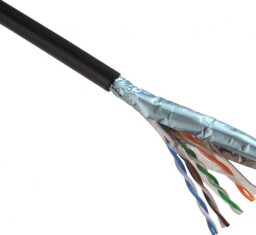KÁBEL C5E F/UTP PE SOL AWG24 4x2x0,51 305M BK FCA aj PN 7934086 ( 49330 ) pre exteriér