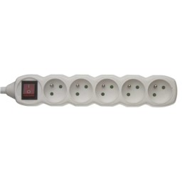 Samostatná zásuvka P1500 5-násobná s vypínačom , 16A/250V , biela
