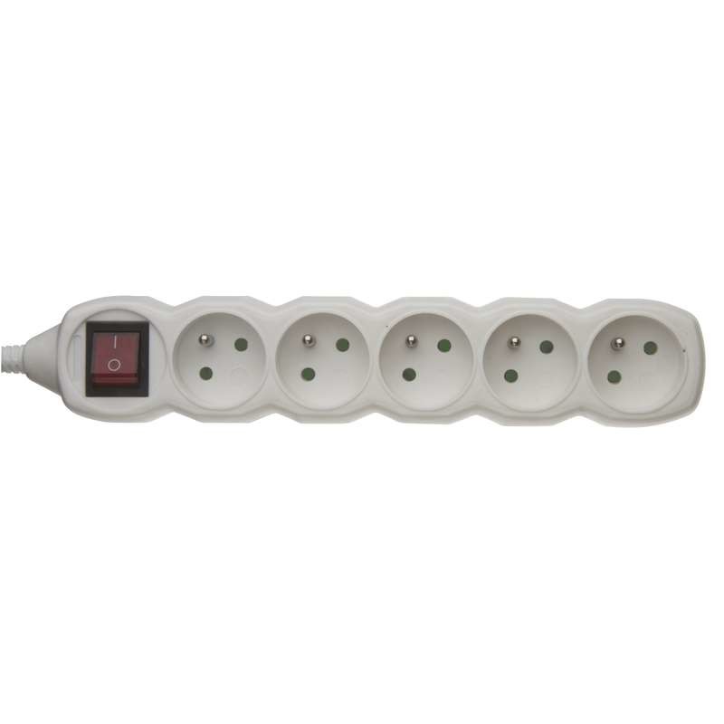 Samostatná zásuvka P1500 5-násobná s vypínačom , 16A/250V , biela