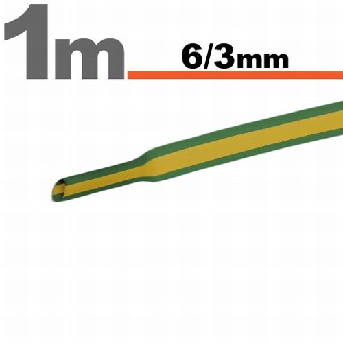 Zmršťovacia hadica 11022X 6/3mm 1m zelená/žltá bužírka
