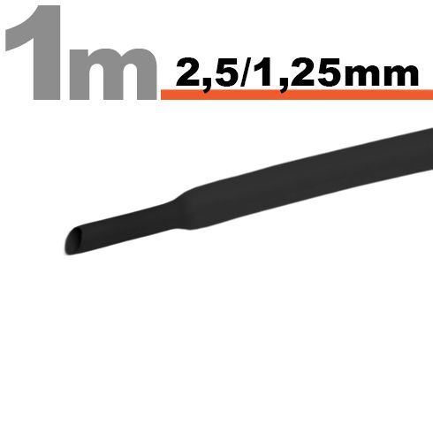 Zmršťovacia hadica 11020F 2,5/1,25mm 1m čierna bužírka