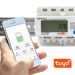 Digitálny elektromer Qoltec 50883 DIN 3-fázový 3x230/400V 100A WiFi (Tuya)