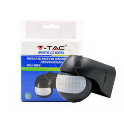 V-TAC Snímač pohybu PIR - 5089 - nástenný 180°/12m/400W/IP44 otočný - čierny