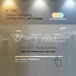 V-TAC LED Svietidlo 18W 3v1 CCT 1800lm MILKY-mliečny kryt (217605) VT-8418