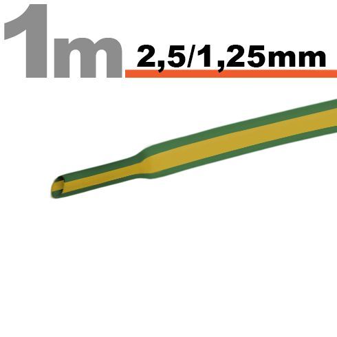 Zmršťovacia hadica 11020X 2,5/1,25mm 1m zelená/žltá bužírka