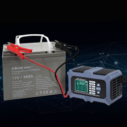 Inteligentná mikroprocesorová nabíjačka s testerom batérií a funkciou opravy 12V/6A , LCD displej , pre batérie AGM/LiFePO4/GEL Qoltec 52488