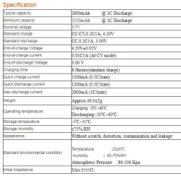 Akumulátor Li-Ion ICR18650 3,7V/2600mAh pásikové vývody (R576)